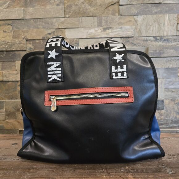 Destiny By Nicole Lee Money Zipper Tote Bag W Shoulder Strap Orange Blue Black - Picture 6 of 9